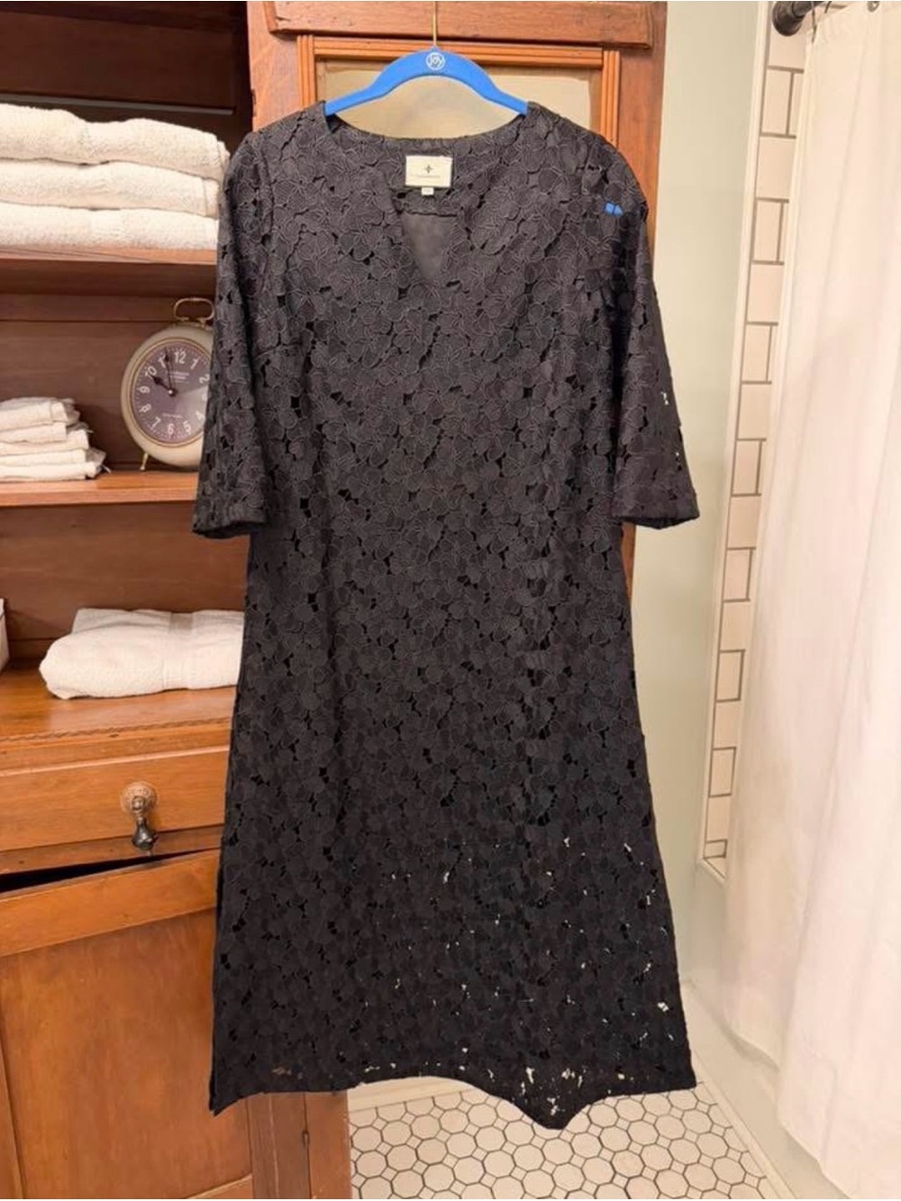 Tuckernuck Black Floral Lace Midi Dress XXS (fits like an XS)